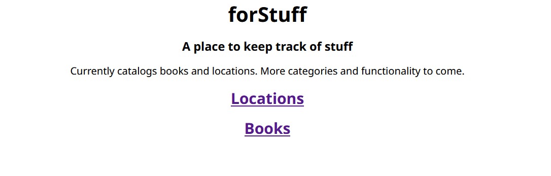 Home page for webapp forStuff